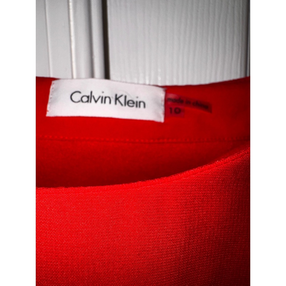 Calvin Klein Red Cold Shoulder Ruffle Chain Strap Mini Dress Size 10 - Picture 4 of 8